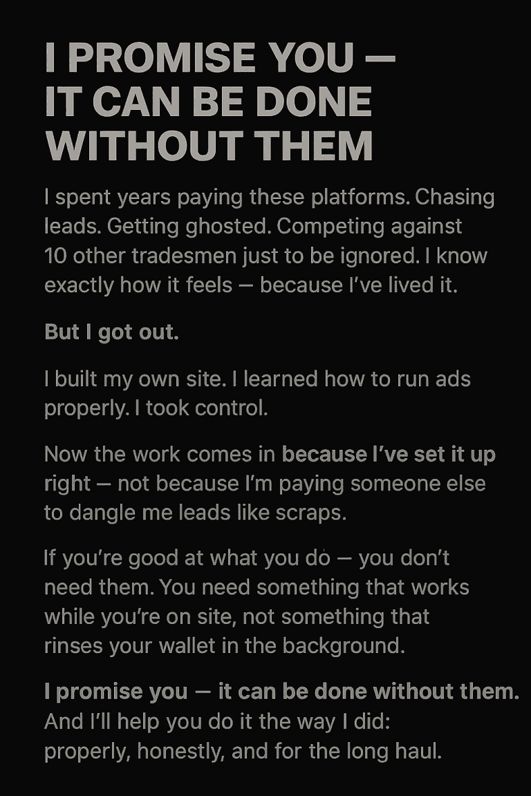 website pricing for trades